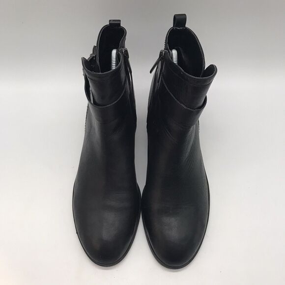Vince Camuto VP-Peamer Ankle Bootie Women's 8.5M Black Leather Buckle Side Zip - Picture 5 of 14